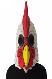 Latex blanc adultes adultes fous poulet cockerel masque halloween effrayant mascarade de masclaade masque masque de fête 2207046592675
