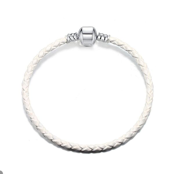 Pulsera de cuero blanco con dijes para Pandora 925 Pulseras de fiesta con cierre de plata esterlina Joyería para mujeres Hombres Novia Regalo Diseñador Pulsera de pareja con caja original