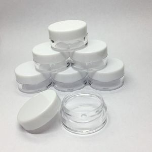 Wit deksel, 5 ml plastic crèmepotjes, mini-cosmetische crèmemonsterpot, container, vitrine, cosmetische 5 ml mini-plastic, doorzichtige verpakking Nedwp