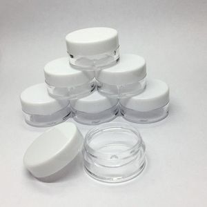 Couvercle blanc 5ML pots de crème en plastique Mini crème cosmétique échantillon Pot conteneur vitrine cosmétique 5ML Mini emballage transparent en plastique Duuie