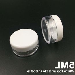 Envío gratis Tapa blanca 5 ml PS Cream Jar, mini muestra de crema cosmética Case de contenedores de botella Empaca cosmética 5G mini plástico bo dcuw