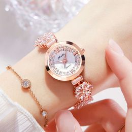 Witte lijst diamanten set polshorloge Koreaanse editie casual armband online rode tiktok dameshorloge