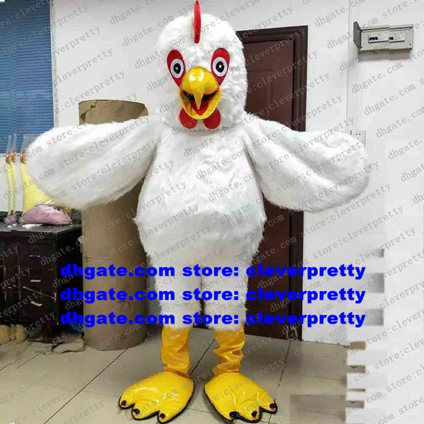 Disfraz de mascota gallo de pelo largo blanco, gallina, pollito, personaje de dibujos animados, fiesta de graduación, zx723