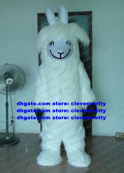 Blanc Longue Fourrure Chèvre Bélier Mascotte Costume Antilope Gazelle Mouton Adulte Caractère Promotionnel Compaign Etiquette Courtoisie zx37