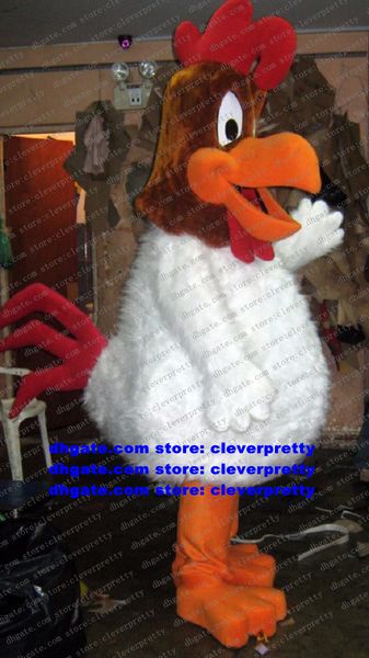 Disfraz de mascota de pelo largo blanco Pollo Chook Gallo Gallina Pollito Personaje adulto COSPLY Juego de roles Imagen Embajador zx2289