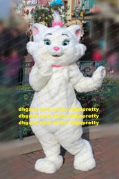 Wit Long Fur Plush Cat Mascot Costume volwassen Cartoon Character Outfit Suit Sales Performance Anime Suit Art Art Show ZZ8297