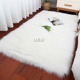 Blanc cheveux longs tapis fourrure artificielle salon tapis moelleux chambre chevet moelleux chaud coussin baie vitrée décoration tapis de sol HKD230901
