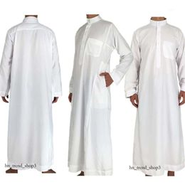 Vêtements islamiques blancs à manches longues pour hommes, Jubba Thobe Abaya dubaï arabie saoudite, Robes arabes traditionnelles du Ramadan Eid 476