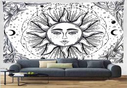 Blanc mandala soleil statue Tapisserie Suspendue Mur Bohême Polyester Décoration Murale Tissu Nappe Rideau Maison Chambre Décorative Pique-Nique 4005601