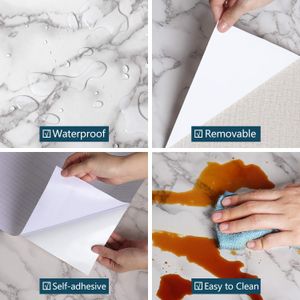 Paper de contacto de mármol blanco Vinyl Viny Auto adhesivo Papel de papel tapiz impermeable Peel and Stick Decor Película decorativa de cocina