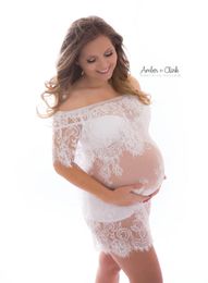 Robe de maternité blanche en dentelle, accessoires de photographie pour femmes enceintes, robe longue de maternité, 9685883