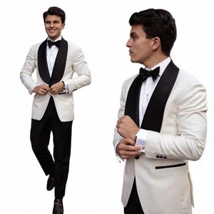 Blanc hommes costume sur mesure 3 pièces blazer gilet pantalon simple boutonnage revers fi busin mariage marié bal sur mesure d05r #