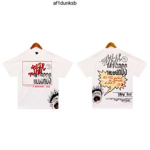 Camiseta blanca para hombre Hellstar Designer Comic Cartoon Print Street Trend Hip Hop Sudadera informal 56X6