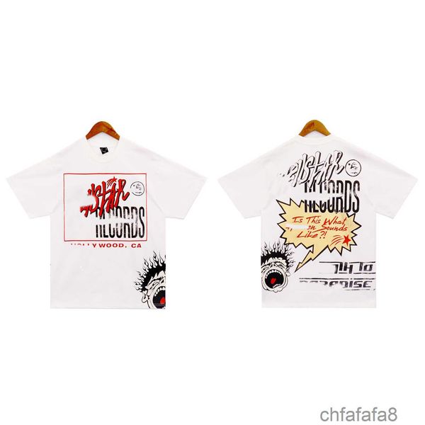 White Mens T-shirt Hellstar Designer Comic Cartoon Print Street Trend Hip Hop Sweatshirt décontracté i00Z 4ou0