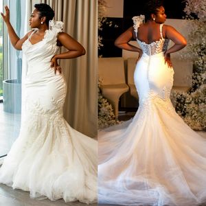 Robes de mariée sirène blanche, col en V, Illusion de dentelle, robes de mariée pour mariée africaine et noire, robe de chapelle de Style campagnard D061