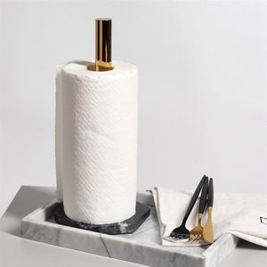 Porte-serviettes de cuisine en métal blanc porte-papier de cuisine en marbre de luxe comptoir porte-rouleau créatif organisateur de papier toilette T20042338z