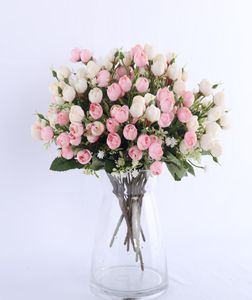 witte mini zijden roos kunstbloemen voor bruiloft decoratie bruid nep bloemboeket diy home decor art accessoires voor vase6345494