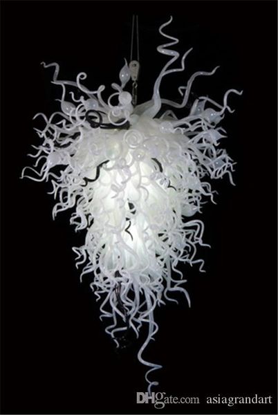 Lampe à suspension blanche Lustre en verre de style Murano Économie d'énergie LED Source de lumière AC 110V 240V Éclairage d'art moderne pour la décoration de mariage