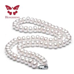 Collier de perles d'eau douce naturelles blanches pour femmes, collier de perles de 8 à 9mm, bijoux de 40cm/45cm/50cm de longueur, collier de mode, bijoux 240326