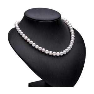 Collier de perles blanches presque rondes 8-9mm, bijoux en perles d'eau douce naturelles pour femmes, cadeau de fiançailles classique 240312