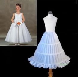 White New Children Peticoat A-Line 3 Hoops Kids Crinoline Bridal Subskirt Accesorios de boda para la boda para niñas Flower Firm Gowns Gowns