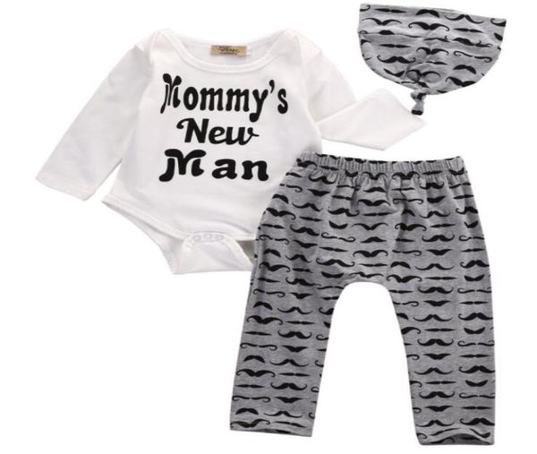 Conjuntos de ropa blancos para bebés recién nacidos, ropa navideña para bebés y niñas, mameluco de manga larga, mono, pantalones largos, gorra, 3 uds. SET8117800