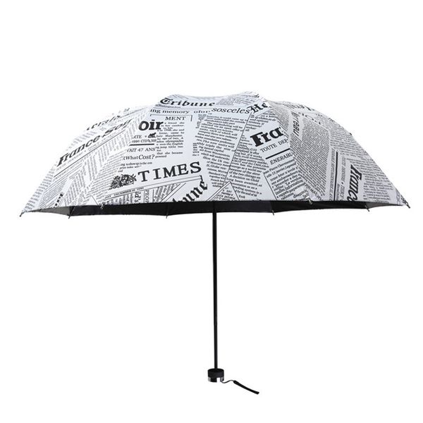 Parapluie de Protection UV pour journal blanc, parapluie d'été pour femmes, coupe-vent, pliant manuel, pour hommes et femmes