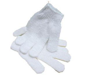 Witte nylon body reinigingsdouche handschoenen exfoliërende badhandschoen vijf vingers bad badkamer handschoenen thuisbenodigdheden GWE78182701479