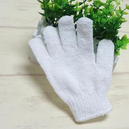 Gants de bain en Nylon blanc pour douche corporelle, exfoliants, épurateur corporel, Massage Spa, dissolvant de cellules de peau morte, vente en gros