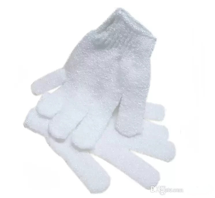 White Nylon Body Shower Bath Gloves Exfoliating Glove Body Scrubber Glove Spa Massage Dead Skin Cell Remover Wholesale