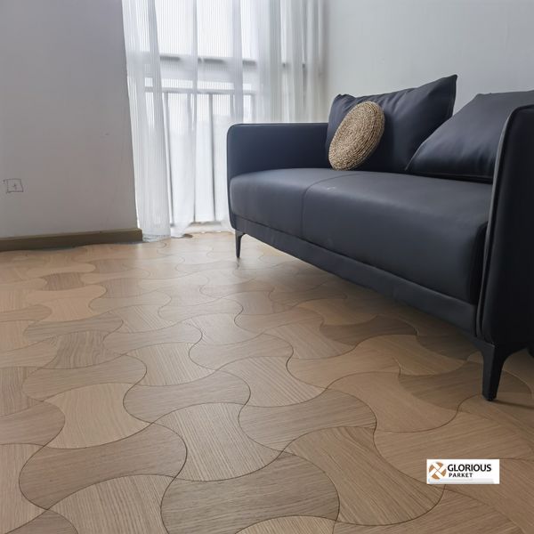 Parquet sur mesure en chêne blanc Panneaux muraux en forme de taille piso de madera carftsmantile carrelage en bois naturel parquets en bois carrelage d'art papier peint déco luxe