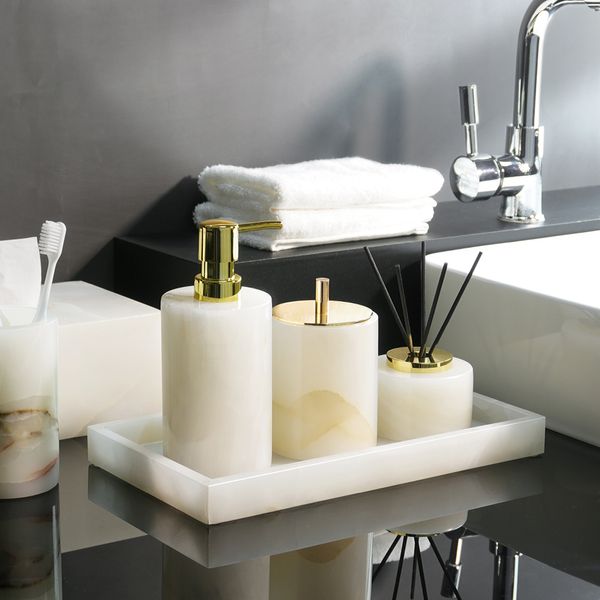 Conjunto de baño de mármol natural blanco Onyx