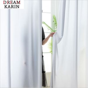 Wit ondoorzichtig dikker Sheer Gordijn voor Woonkamer Slaapkamer Keuken Effen Kleur Zijde Tulle Voile Venster Gordijn Decoratie 211203