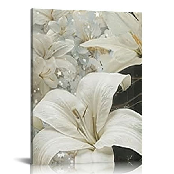 Impression de toile d'orchidées blanches - Résumé Floral Wall Art Painting Decor for Home Decoration Picture Picture Bedroom (B)