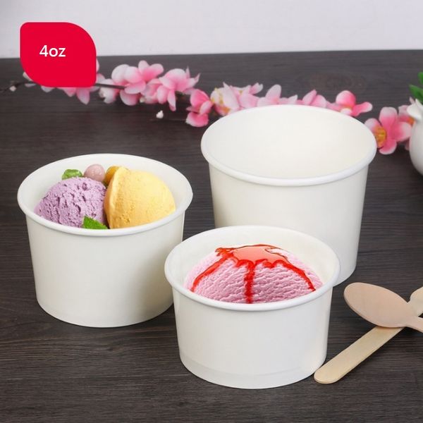 Coupe de crème glacée en papier blanc bol de crème glacée à la bouillie jetable sans couvercle sans odeur particulière wen6690