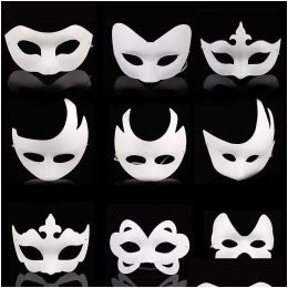 Masques de fête blanche Masques non peints Plain / Paper vierge PP Masque Diy Dancing Christmas Halloween Masquerade 4.23