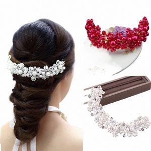 Blanc Perle Crystal Hairpin Bandband Bride Headpiece by Hand Wedding Dr Wedding Hair Acntices and Bijoux P3ir #