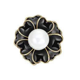 Broche de fleur de perle blanche broches broches noires costume d'affaires hauts femmes hommes bijoux de mode
