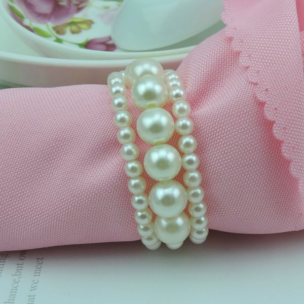 Anneau de serviette en perle blanche Serviette Buckle Holder Hotel Wedding Party Favor Décoration