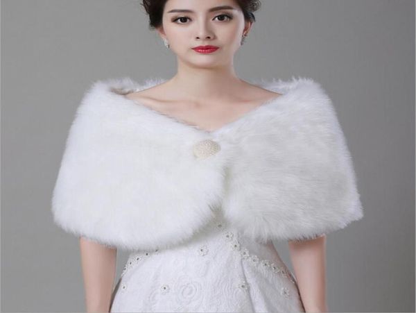 Blanc Perle Wrap Châle Manteau Vestes Pour La Mariée D'hiver De Mariage Cape Fausse Fourrure Châles 2016 Nouvelle Arrival7966318