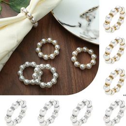Witte parels servet ringen bruiloft servet gesp voor bruiloftsreceptie feesttafel decoraties benodigdheden bb1223