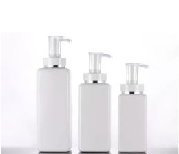 Bouteilles de pompe à lotion carrée en PET blanc Gel d'alcool Désinfectant Shampooing Désinfectant pour les mains Bouteille 100 ml 200 ml 300 ml 500 ml Bouteille en plastique de sous-emballage cosmétique DH2303