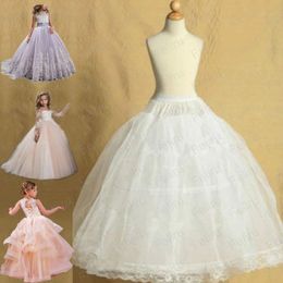 Witte petticoat voor kinderen Crinoline Underskirt Flower Girl Prom Ball Jurk Jurk Jurk Lace Puffy Rok Jupon 2 Hoops 240325