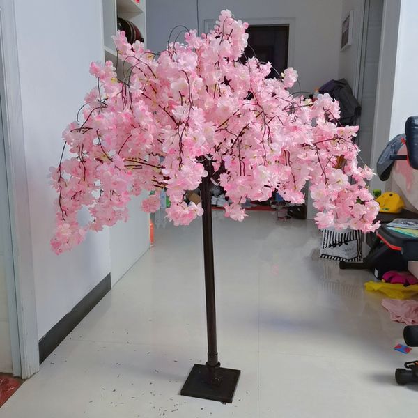 Blanco rosa champán flores de cerezo artificiales árbol para Navidad boda fiesta mesa centros de mesa decoración suministros 2 uds