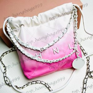 Couleurs de gradient de pink blanc-pink classiques mini-sac à main crossbody matelassé sacs de chaîne de métaux ronds