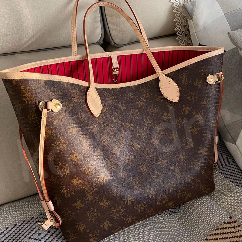 NEVERFULL 디자이너 가방 토트 가죽 Neverfulls Purse 핸드백 Never Full Women 남자 남성 고급 클래식 꽃 확인 어깨 MM GM 쇼핑백