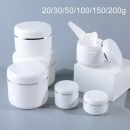 Witte plastic bijvulbare container met deksel lege potten maken flessenlotion gezicht Creamstorage -containers