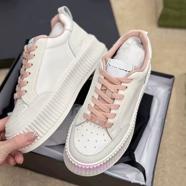 Zapatillas de plataforma blancas, zapatos informales de diseñador, tendencia de moda de lujo, zapatillas de suela gruesa de cuero genuino para mujer