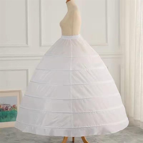 Blanco de talla grande vestido de baile enagua nupcial 6 aros Jupon Tarlatan Crinoline Underskirt Slips Make Dress Puffy Quince Bridal Debuta304Y