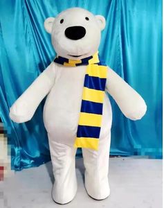 Costume de mascotte d'ours polaire blanc, robe de soirée fantaisie de noël, tenue de personnage de dessin animé, taille adulte, carnaval, pâques, vêtements à thème publicitaire